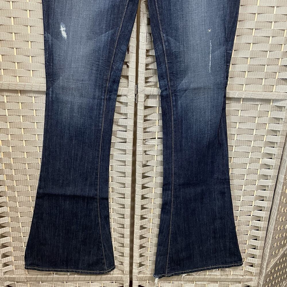 Paige Lou Lou Flare Mid-Rise Jeans Women Size 27 Blue Medium Wash Distress Denim - Picture 4 of 10